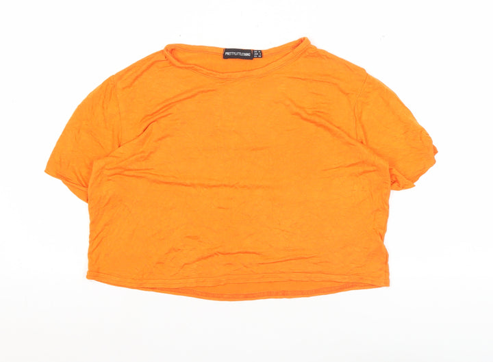 PrettyLittleThing Women’s Orange Size 10 Basic Short Sleeve T-Shirt