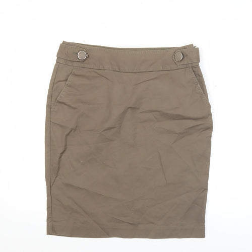 Marks and Spencer Womens Brown Pencil Skirt Size 12 Cotton Blend