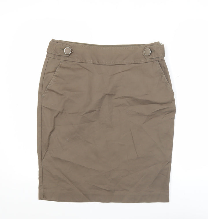 Marks and Spencer Womens Brown Pencil Skirt Size 12 Cotton Blend