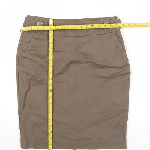 Marks and Spencer Womens Brown Pencil Skirt Size 12 Cotton Blend