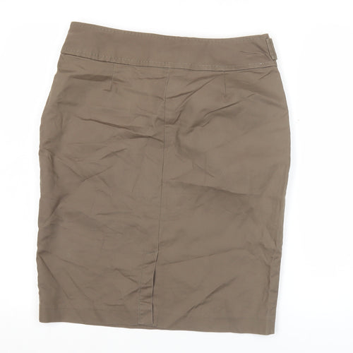 Marks and Spencer Womens Brown Pencil Skirt Size 12 Cotton Blend