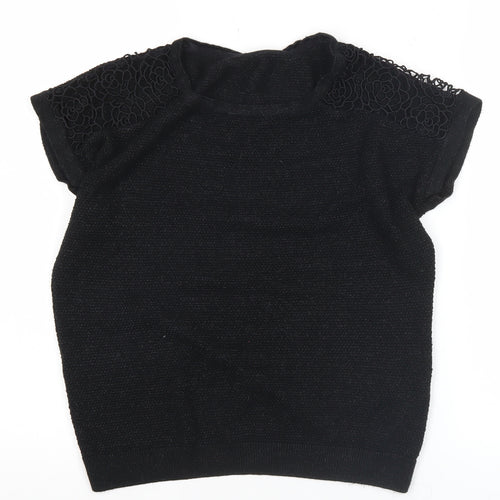 Dorothy Perkins Women’s Black Lace Shoulder Knit Blouse Size 8