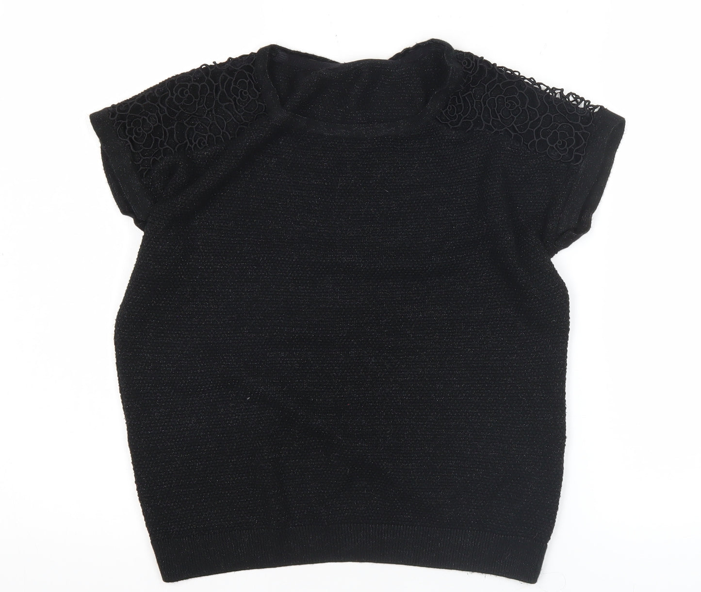 Dorothy Perkins Women’s Black Lace Shoulder Knit Blouse Size 8