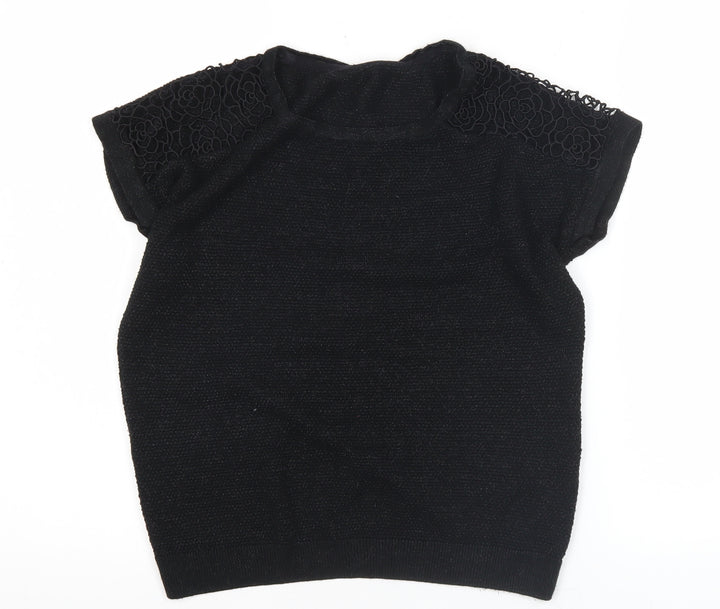 Dorothy Perkins Women’s Black Lace Shoulder Knit Blouse Size 8