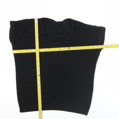 Dorothy Perkins Women’s Black Lace Shoulder Knit Blouse Size 8