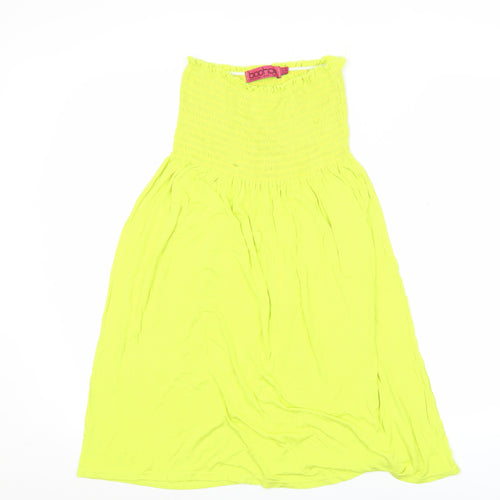 Boohoo Womens Yellow Strapless Midi Dress Size 10 Summer Casual