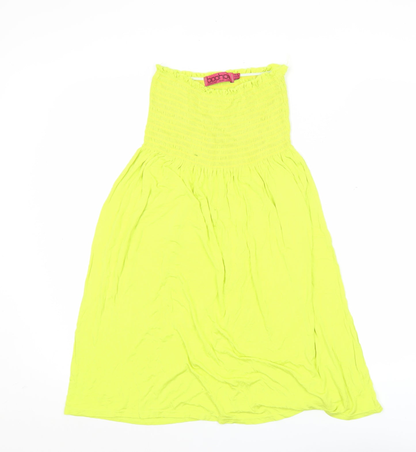 Boohoo Womens Yellow Strapless Midi Dress Size 10 Summer Casual