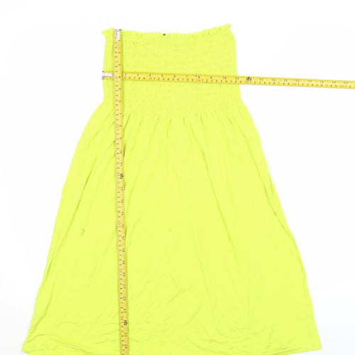 Boohoo Womens Yellow Strapless Midi Dress Size 10 Summer Casual