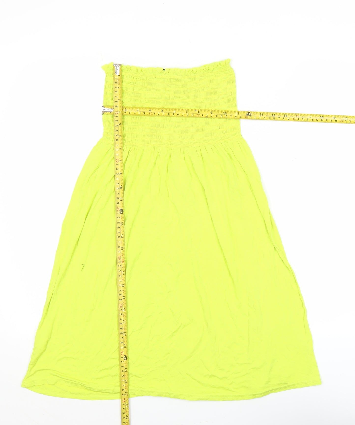 Boohoo Womens Yellow Strapless Midi Dress Size 10 Summer Casual