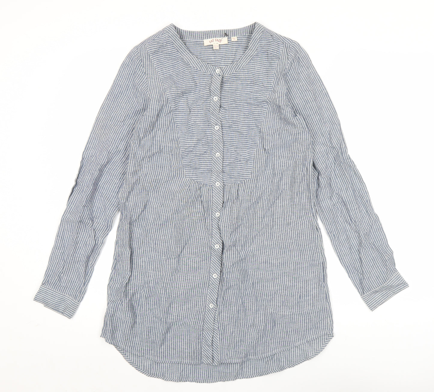 Fat Face Womens Blue Striped Button-Up Tunic Shirt UK 6