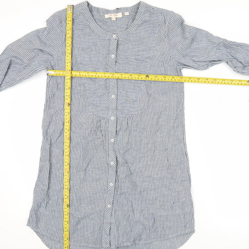 Fat Face Womens Blue Striped Button-Up Tunic Shirt UK 6