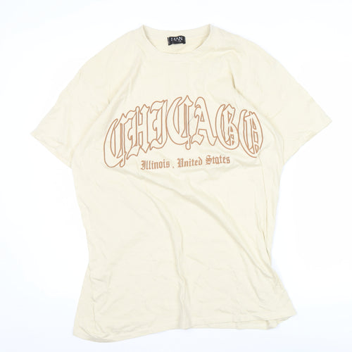 boohooMAN Men's Beige Chicago Graphic T-Shirt Size M