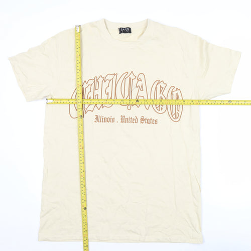 boohooMAN Men's Beige Chicago Graphic T-Shirt Size M