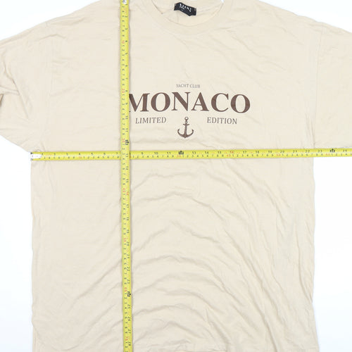 boohooMAN Men's Beige Crew Neck Nautical Monaco Graphic T-Shirt Size M