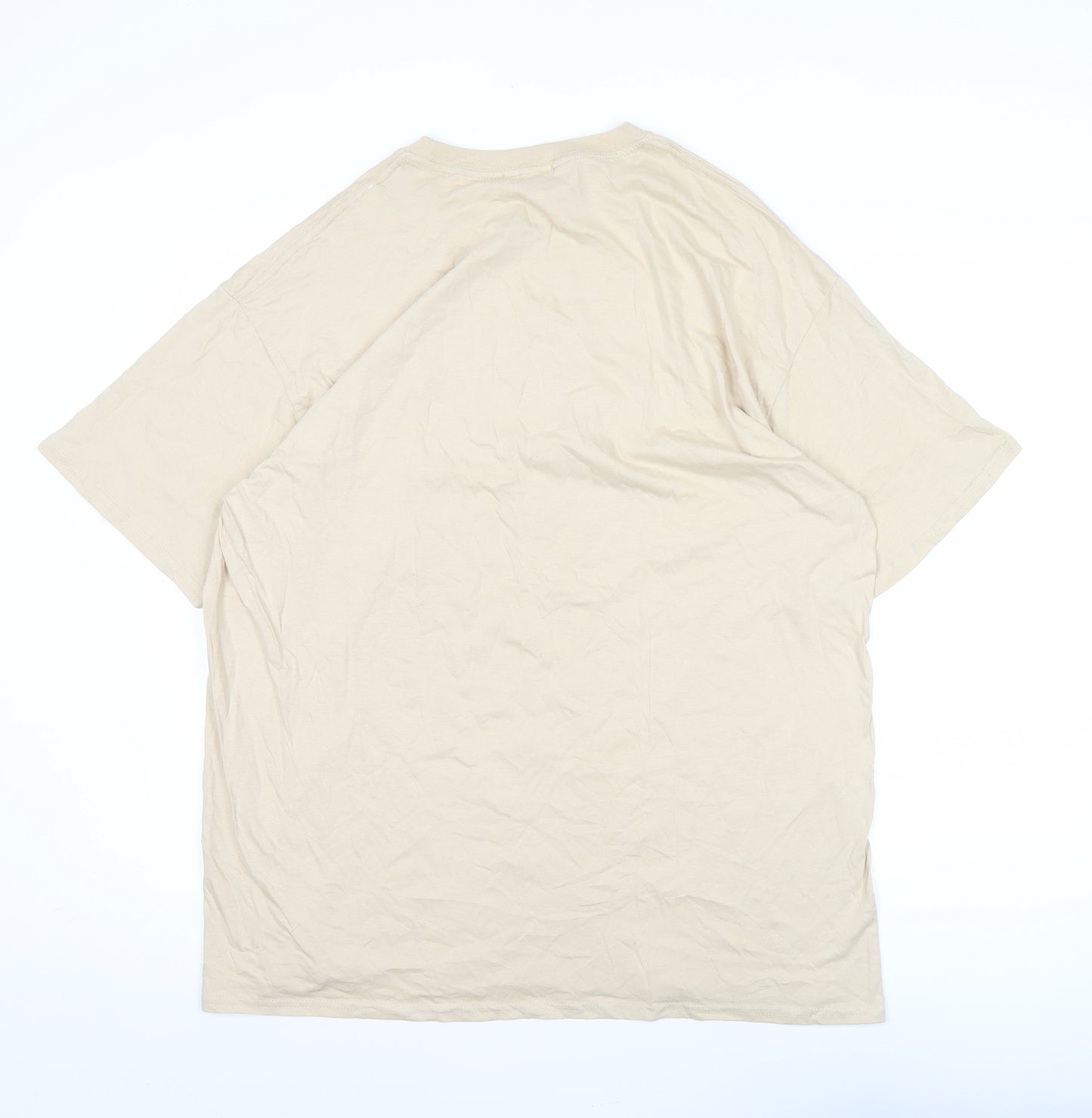 boohooMAN Men's Beige Crew Neck Nautical Monaco Graphic T-Shirt Size M