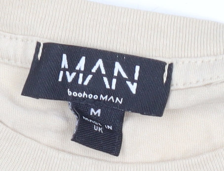 boohooMAN Men's Beige Crew Neck Nautical Monaco Graphic T-Shirt Size M