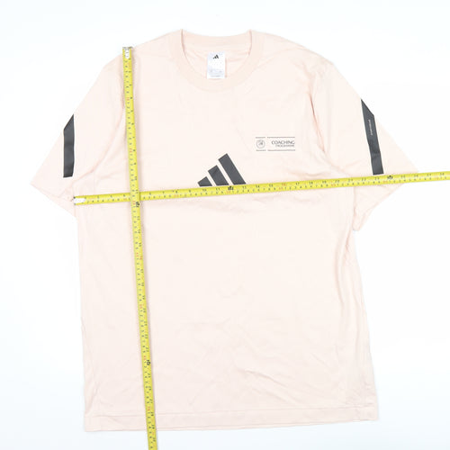 Adidas Men's Pink Cotton Sports Logo T-Shirt Size L