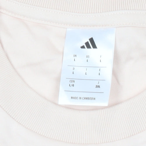 Adidas Men's Pink Cotton Sports Logo T-Shirt Size L