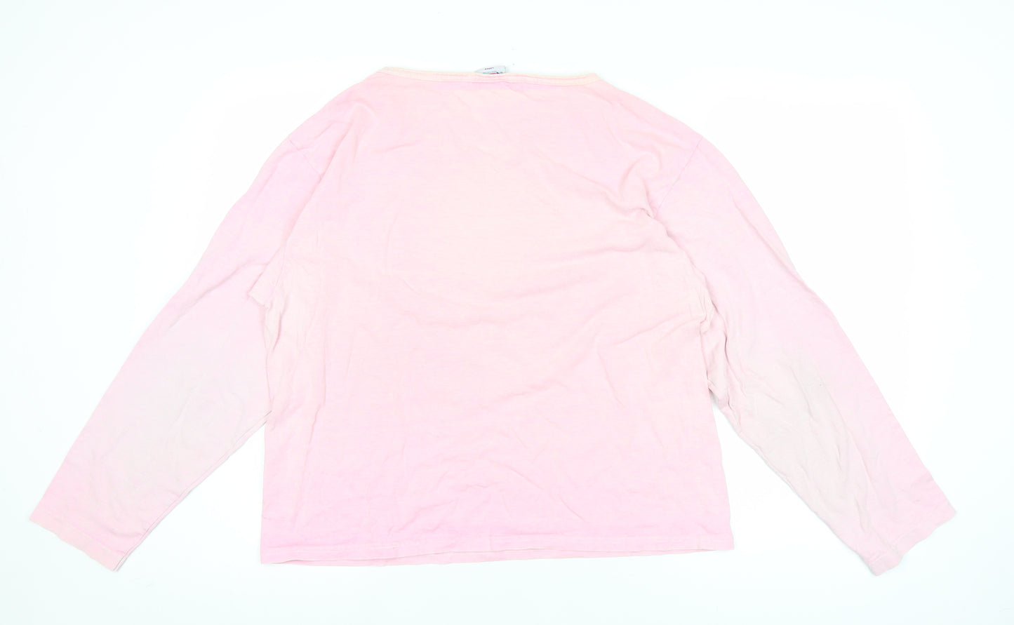 ICanToo Womens Pink Long Sleeve Cotton Beach Graphic T-Shirt L