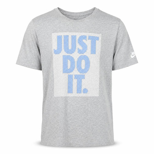 Front view of Nike Men's Grey M Athletic Fit Just Do It Graphic T-Shirt