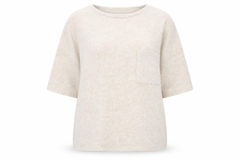 Zara Trafaluc Women Beige Pullover Jumper Size 8 Crew Neck 3/4 Sleeve