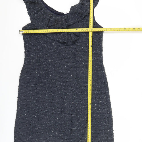 Yumi Women’s Blue Knee Length Sequin Shift Dress M Party Cocktail