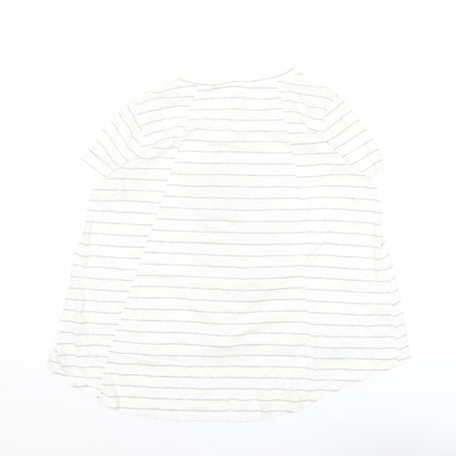 Disney Women’s White Striped Cartoon T-Shirt M Casual Top