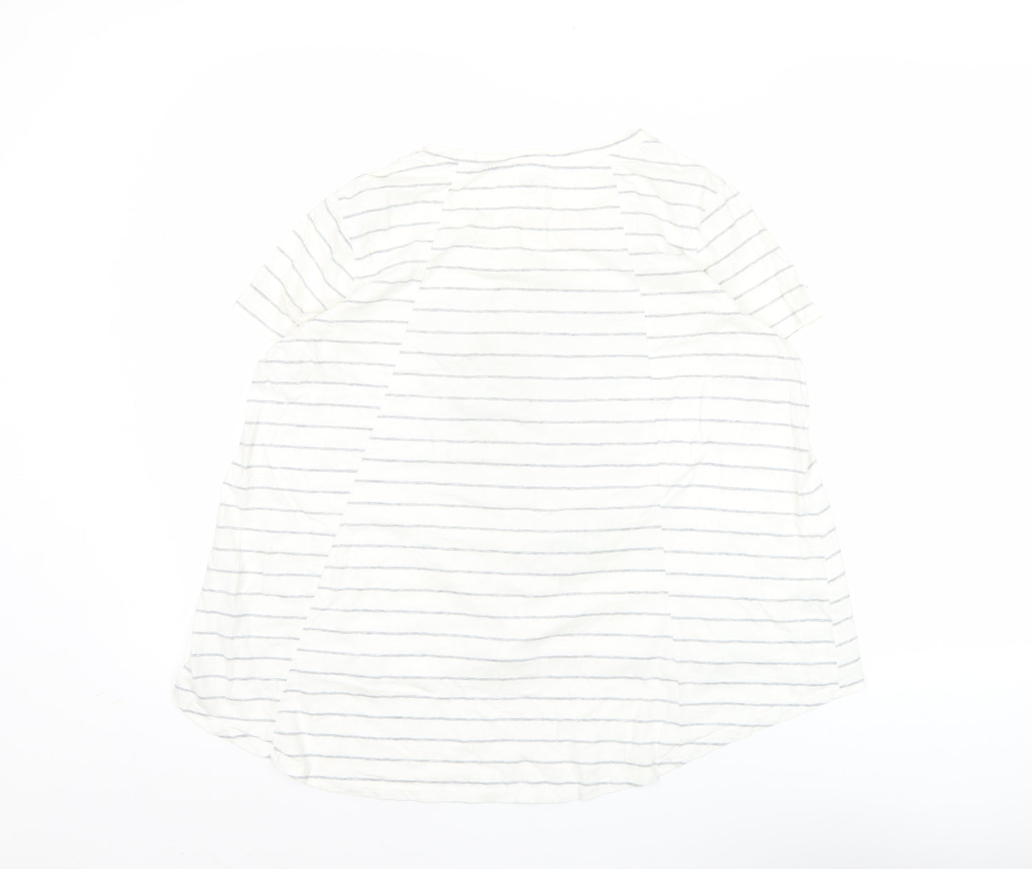 Disney Women’s White Striped Cartoon T-Shirt M Casual Top