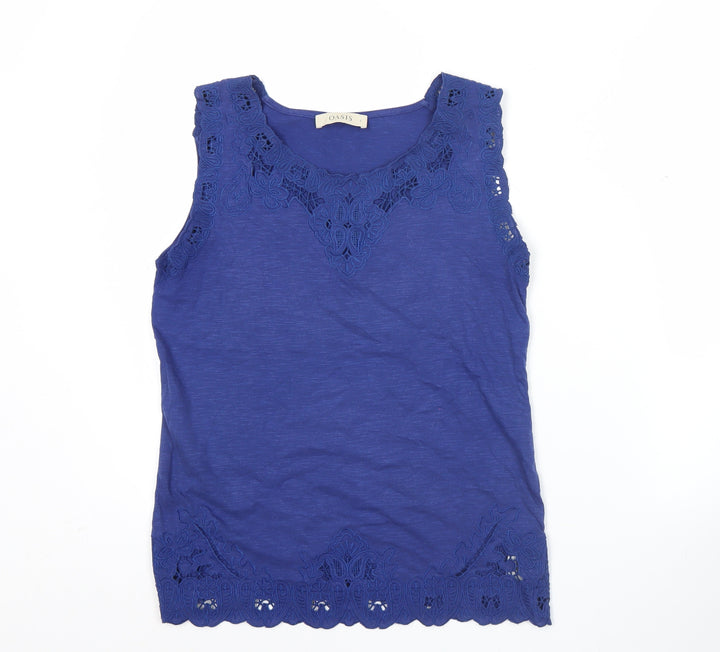 Oasis Women’s Blue Sleeveless Crochet Lace Tank Top Size S