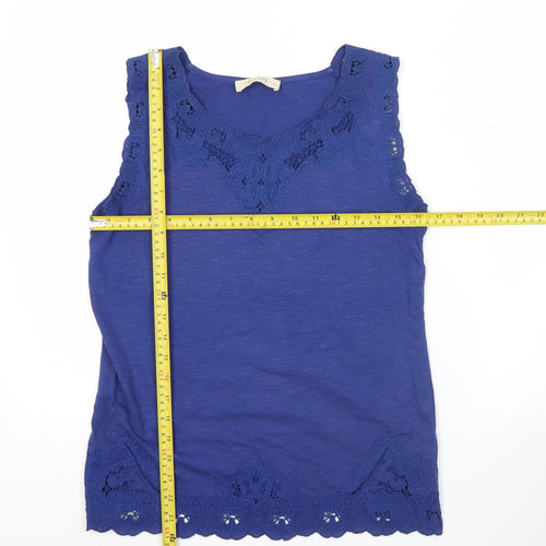 Oasis Women’s Blue Sleeveless Crochet Lace Tank Top Size S