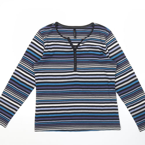 Bm Womens Multicoloured Striped Long Sleeve Henley T-Shirt Size S