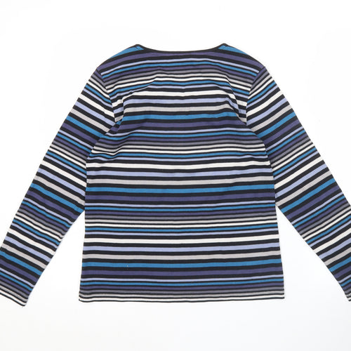 Bm Womens Multicoloured Striped Long Sleeve Henley T-Shirt Size S
