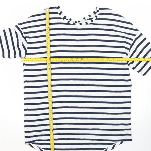 Tu Womens Blue White Striped T-Shirt Size 16 Nautical Casual