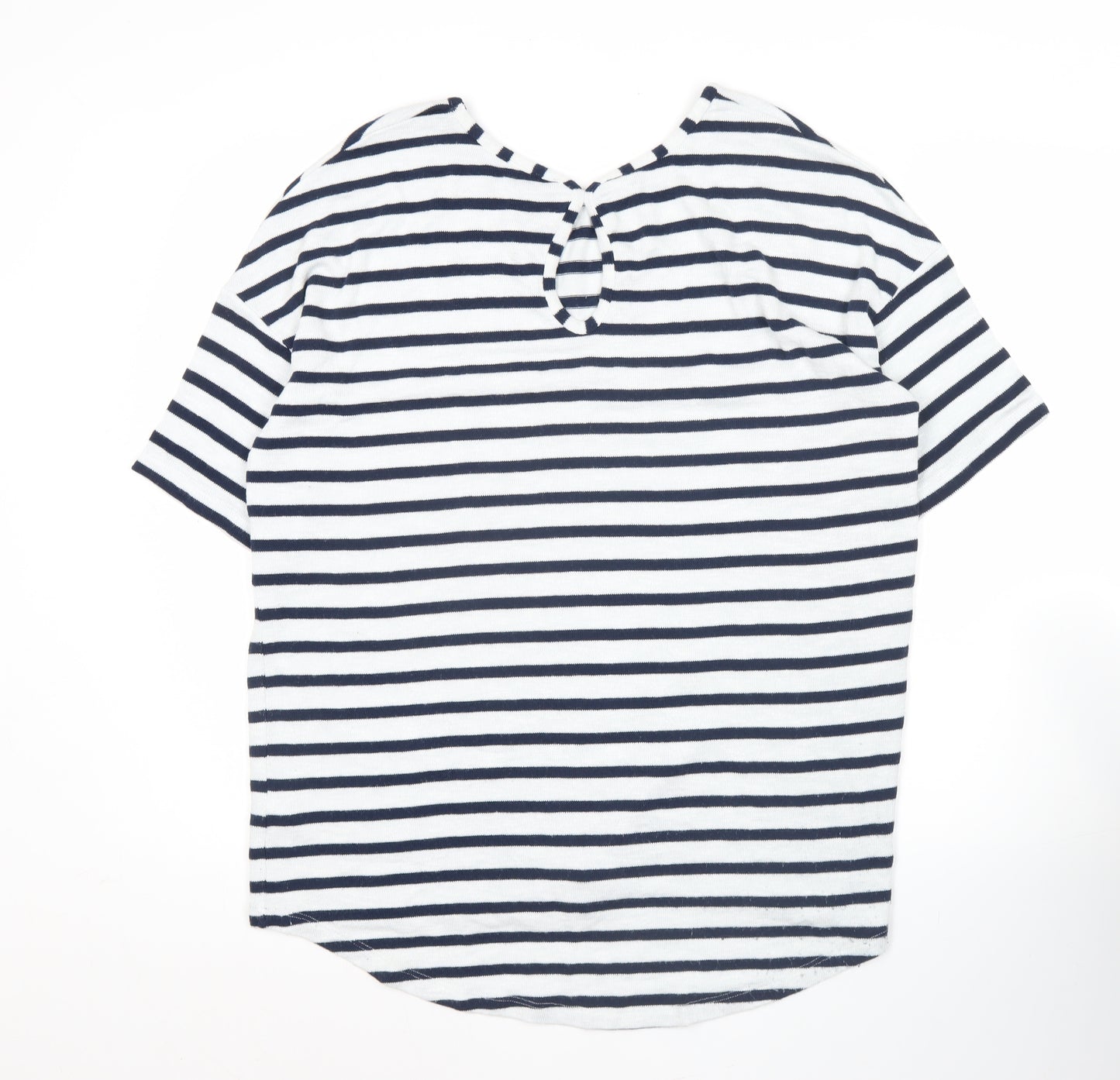 Tu Womens Blue White Striped T-Shirt Size 16 Nautical Casual