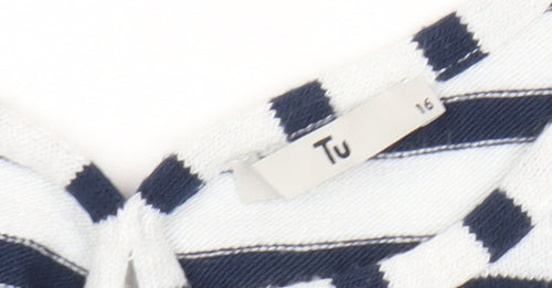 Tu Womens Blue White Striped T-Shirt Size 16 Nautical Casual