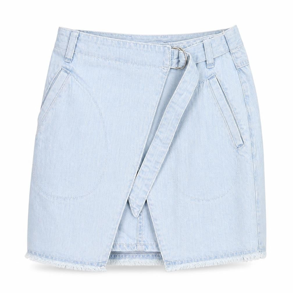 SJYP Womens Blue Denim Wrap Skirt Size S Casual Summer Pockets