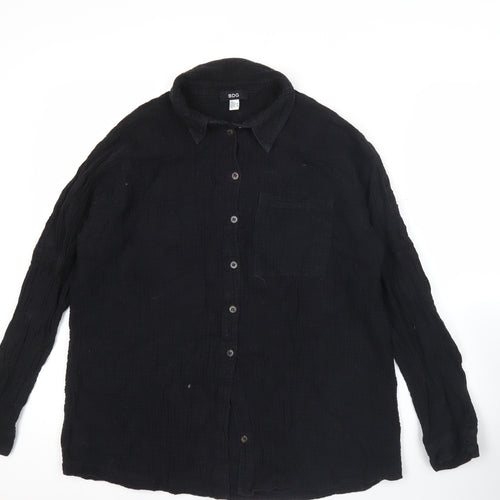 BDG Womens Black Cotton Button-Up Long Sleeve Shirt Size S