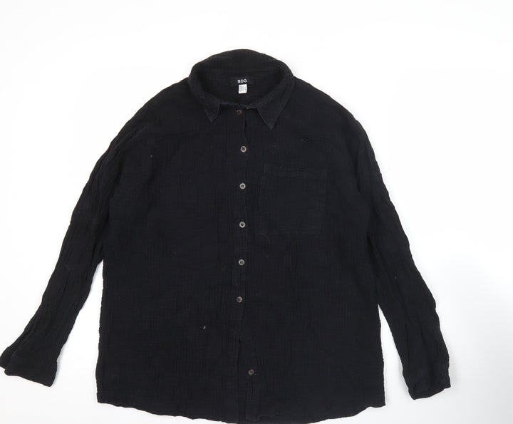 BDG Womens Black Cotton Button-Up Long Sleeve Shirt Size S