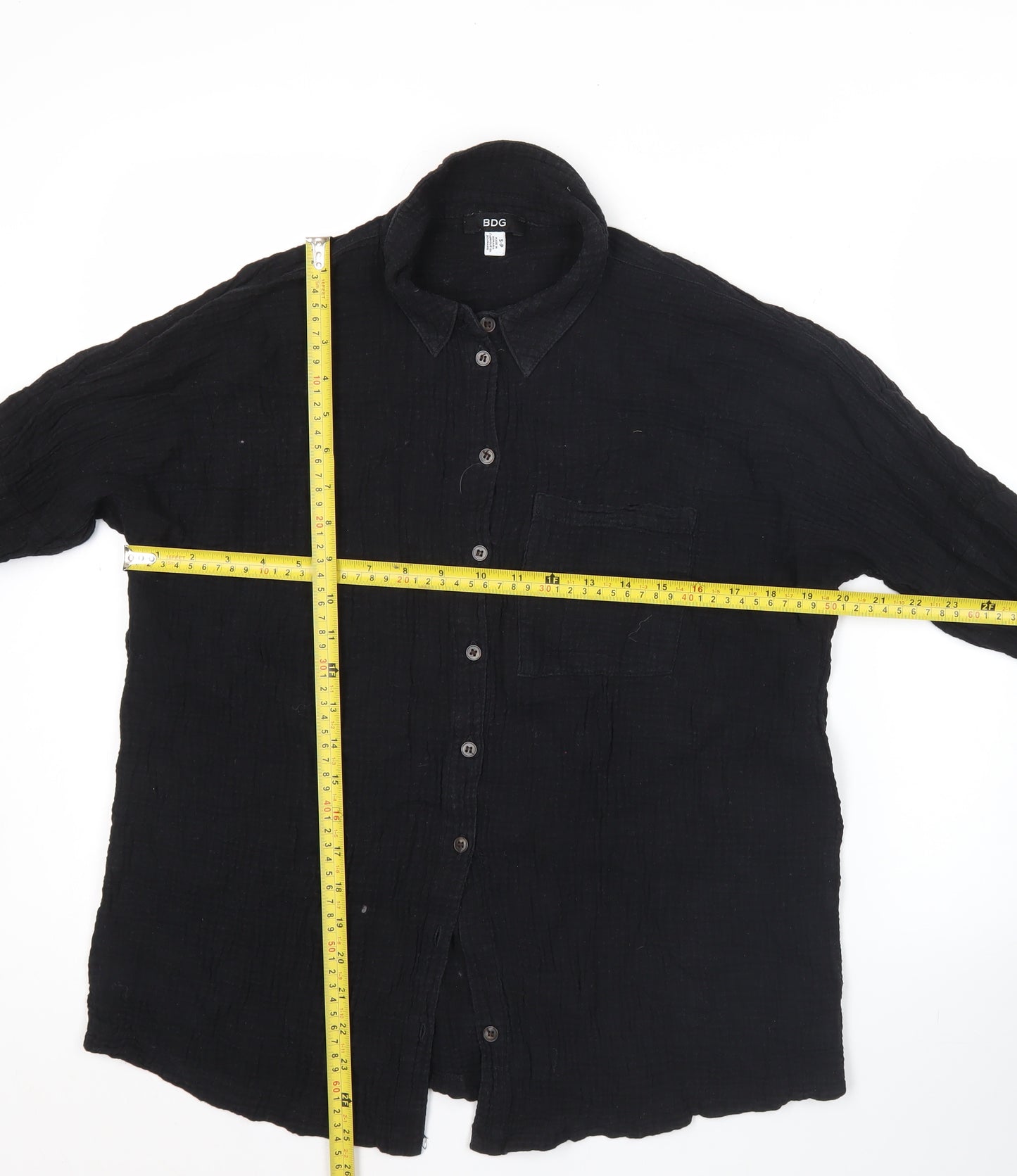 BDG Womens Black Cotton Button-Up Long Sleeve Shirt Size S