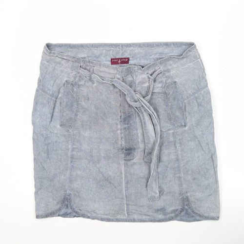 One Step Women’s Blue Linen Short Skirt Size 10 Casual Summer