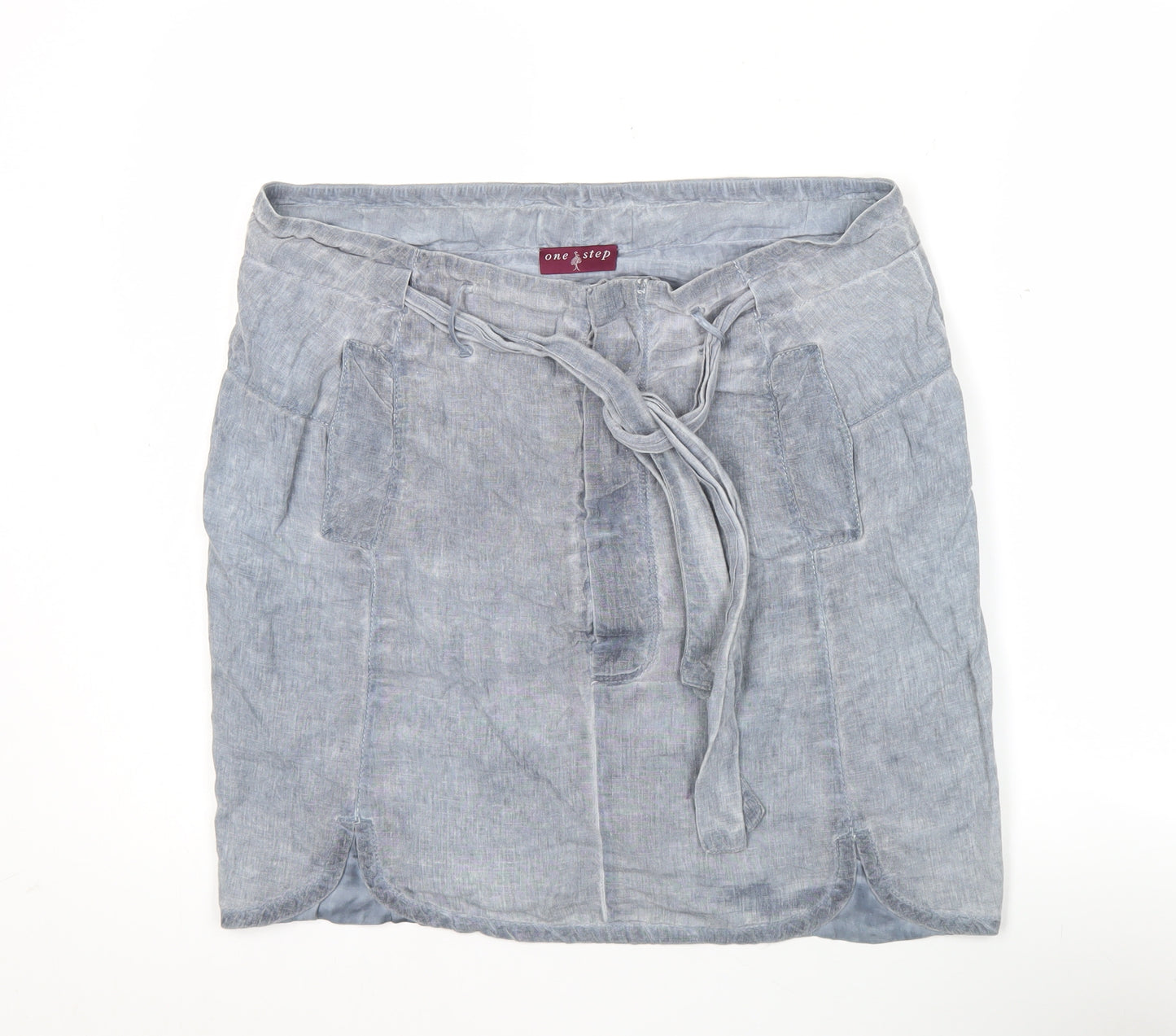 One Step Women’s Blue Linen Short Skirt Size 10 Casual Summer
