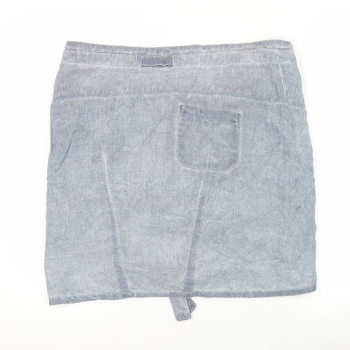 One Step Women’s Blue Linen Short Skirt Size 10 Casual Summer