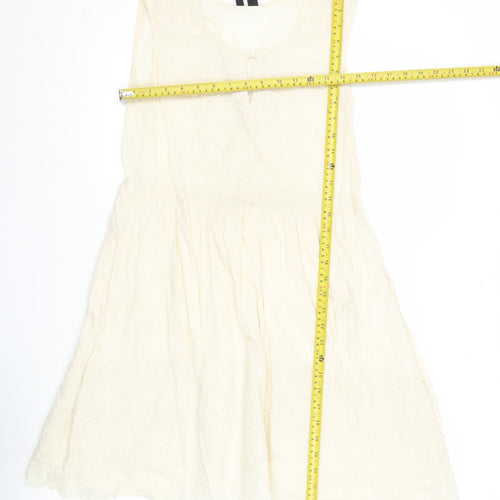 Mango Women’s Ivory Sleeveless A-Line Dress XS Cotton