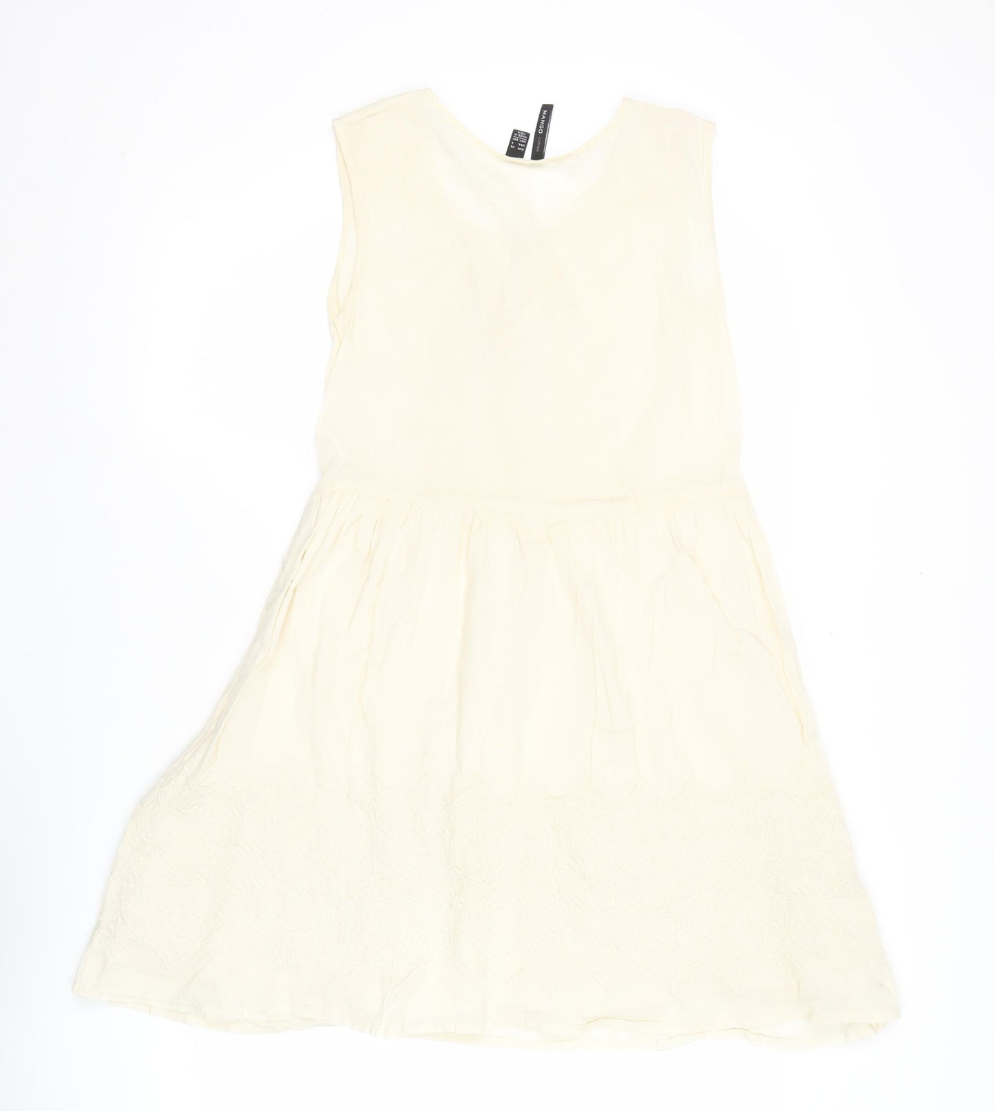 Mango Women’s Ivory Sleeveless A-Line Dress XS Cotton