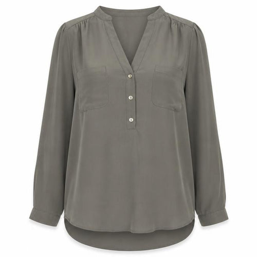 Oasis Womens Green Viscose Blouse Size 10 Tunic 3/4 Sleeve Workwear