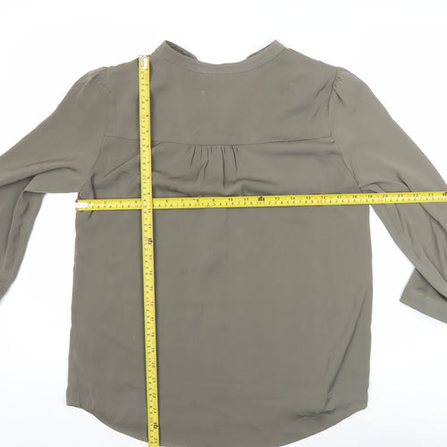 Oasis Womens Green Viscose Blouse Size 10 Tunic 3/4 Sleeve Workwear