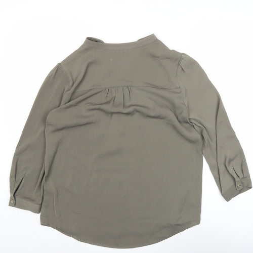 Oasis Womens Green Viscose Blouse Size 10 Tunic 3/4 Sleeve Workwear