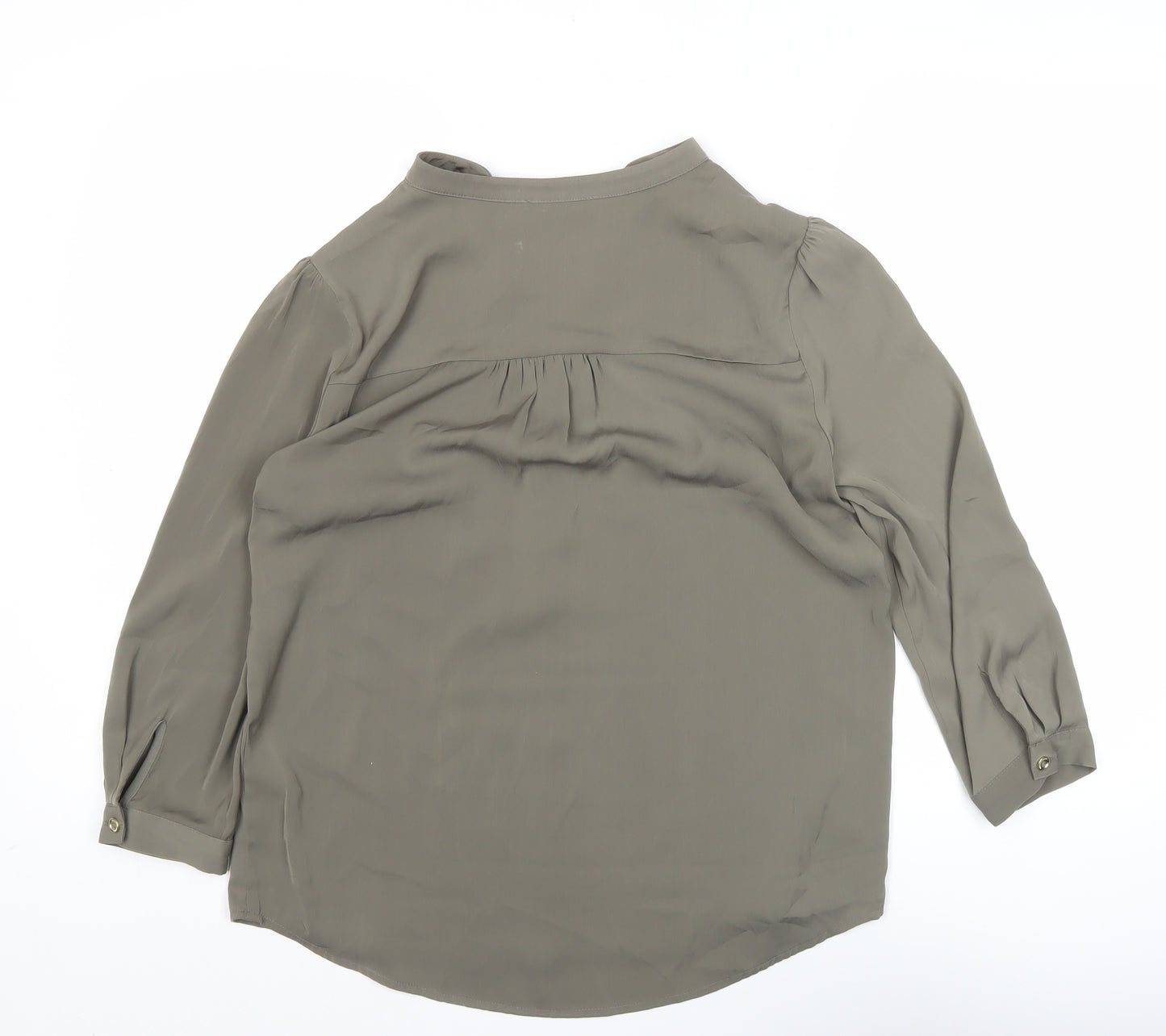 Oasis Womens Green Viscose Blouse Size 10 Tunic 3/4 Sleeve Workwear