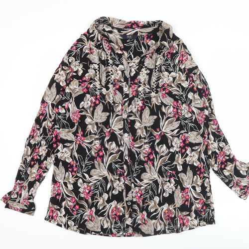 Isle Collection Women's Multicoloured Floral Button-Up Tunic Shirt Size 20