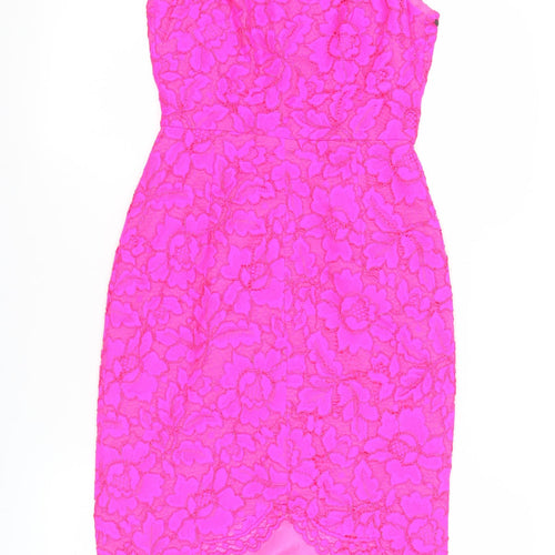 Forever New Women’s Pink Lace Floral Sheath Dress Size 8 Party Wedding